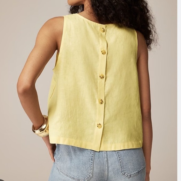 NWT J. Crew Maxine Button-Back Top 100% Linen White LARGE Minimalist Classic - Picture 2 of 7